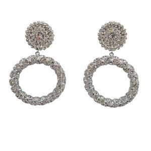 Earrings Massive Open Hoop Crystal Pave Clustered Joan Boyce Clip On SKU 3191